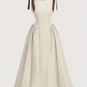 Chocolate Strapless Dress in Cream and Brown